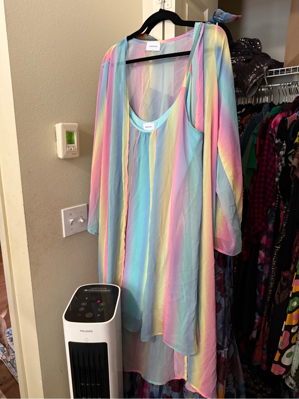 Adrienne Pastel Stripe Sheer Dress Coverup in Mint, Blue, Pink, Yellow